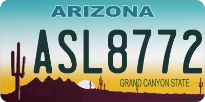 AZ license plate ASL8772
