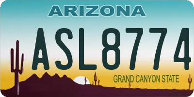 AZ license plate ASL8774