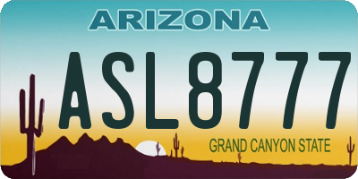 AZ license plate ASL8777