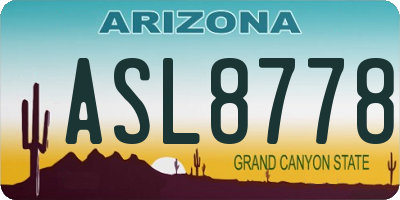 AZ license plate ASL8778