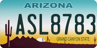 AZ license plate ASL8783