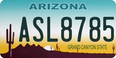 AZ license plate ASL8785