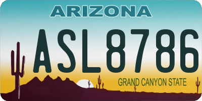 AZ license plate ASL8786