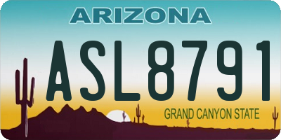 AZ license plate ASL8791