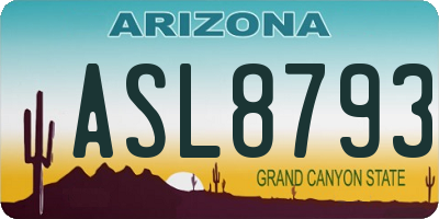 AZ license plate ASL8793