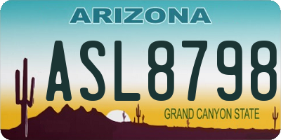 AZ license plate ASL8798