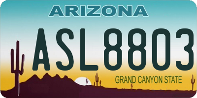 AZ license plate ASL8803