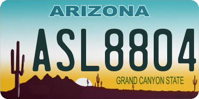 AZ license plate ASL8804
