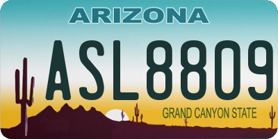 AZ license plate ASL8809