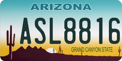 AZ license plate ASL8816