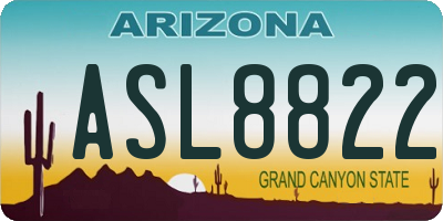 AZ license plate ASL8822