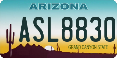 AZ license plate ASL8830