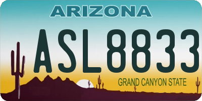 AZ license plate ASL8833