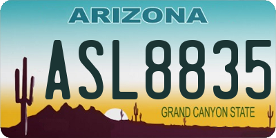 AZ license plate ASL8835