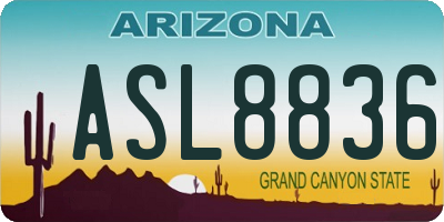AZ license plate ASL8836