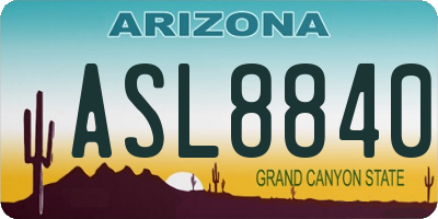 AZ license plate ASL8840