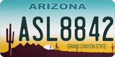 AZ license plate ASL8842