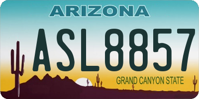 AZ license plate ASL8857