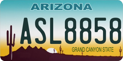 AZ license plate ASL8858