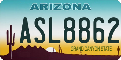 AZ license plate ASL8862