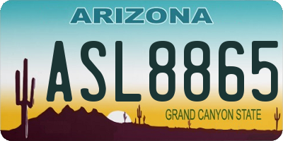 AZ license plate ASL8865