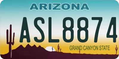 AZ license plate ASL8874