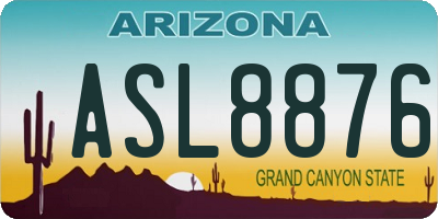 AZ license plate ASL8876