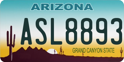 AZ license plate ASL8893
