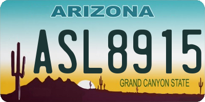 AZ license plate ASL8915