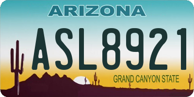 AZ license plate ASL8921