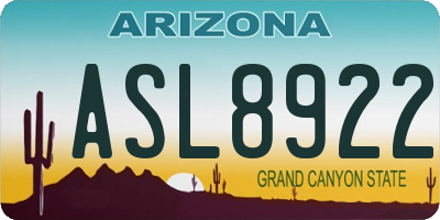 AZ license plate ASL8922