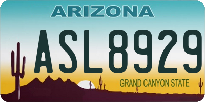 AZ license plate ASL8929