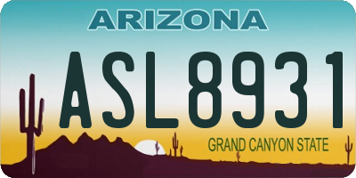 AZ license plate ASL8931