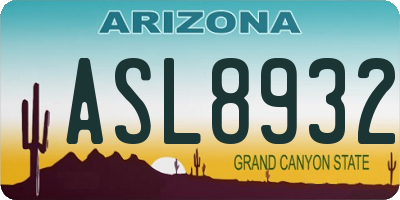 AZ license plate ASL8932