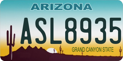 AZ license plate ASL8935