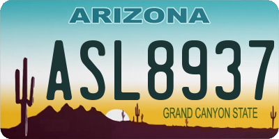 AZ license plate ASL8937