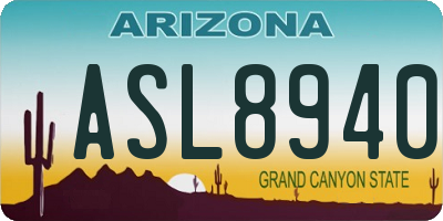 AZ license plate ASL8940