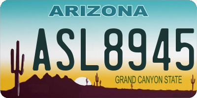 AZ license plate ASL8945