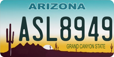 AZ license plate ASL8949