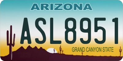 AZ license plate ASL8951