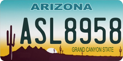 AZ license plate ASL8958