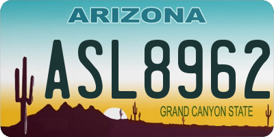 AZ license plate ASL8962