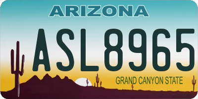 AZ license plate ASL8965