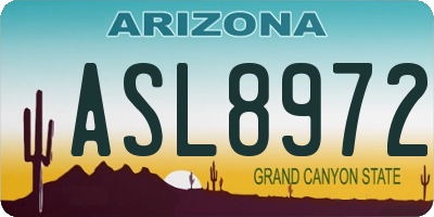 AZ license plate ASL8972