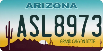 AZ license plate ASL8973
