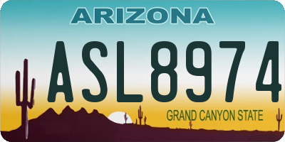 AZ license plate ASL8974
