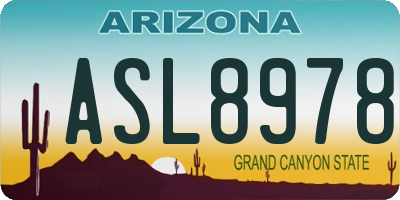 AZ license plate ASL8978