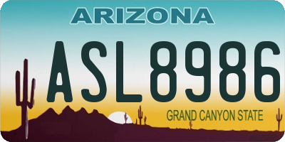 AZ license plate ASL8986