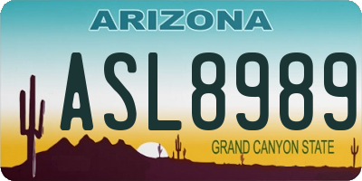 AZ license plate ASL8989