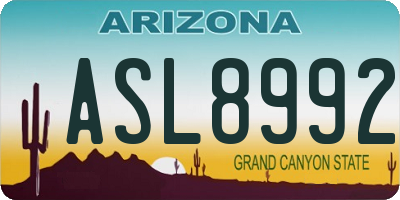 AZ license plate ASL8992